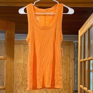 NWT Women's Junior's Aerie Ribbed Scoop Neck Longline Orange Cotton Tank Top M